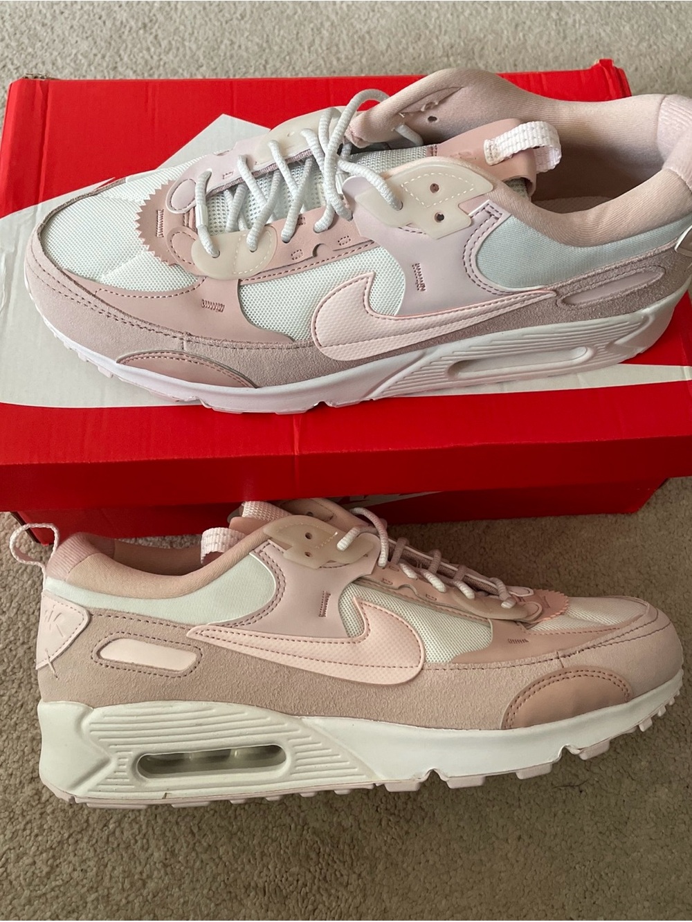NIB Nike Women’s Air Max 90 Futura Summit White/Lt Soft Pink DM9922-104 SZ 11.5